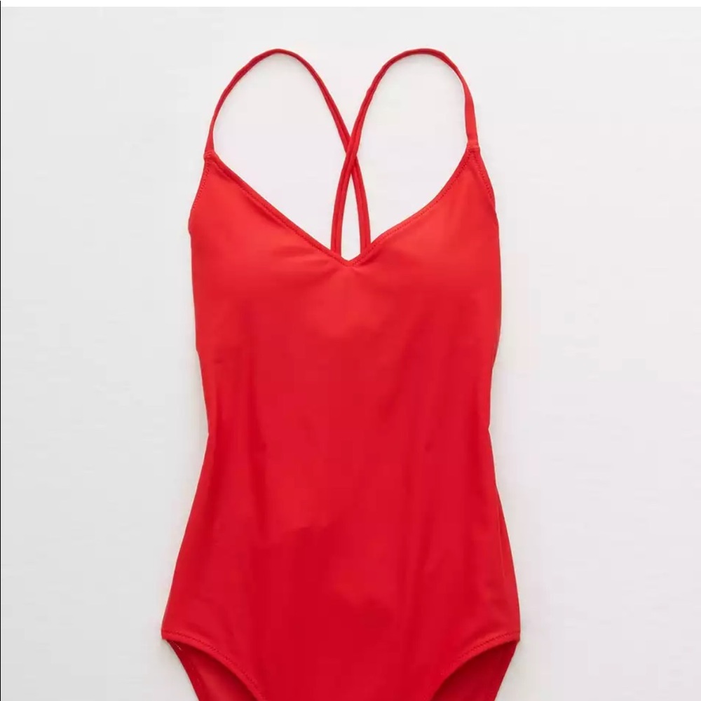 Aerie Red One Piece Bathing Suit Sz M